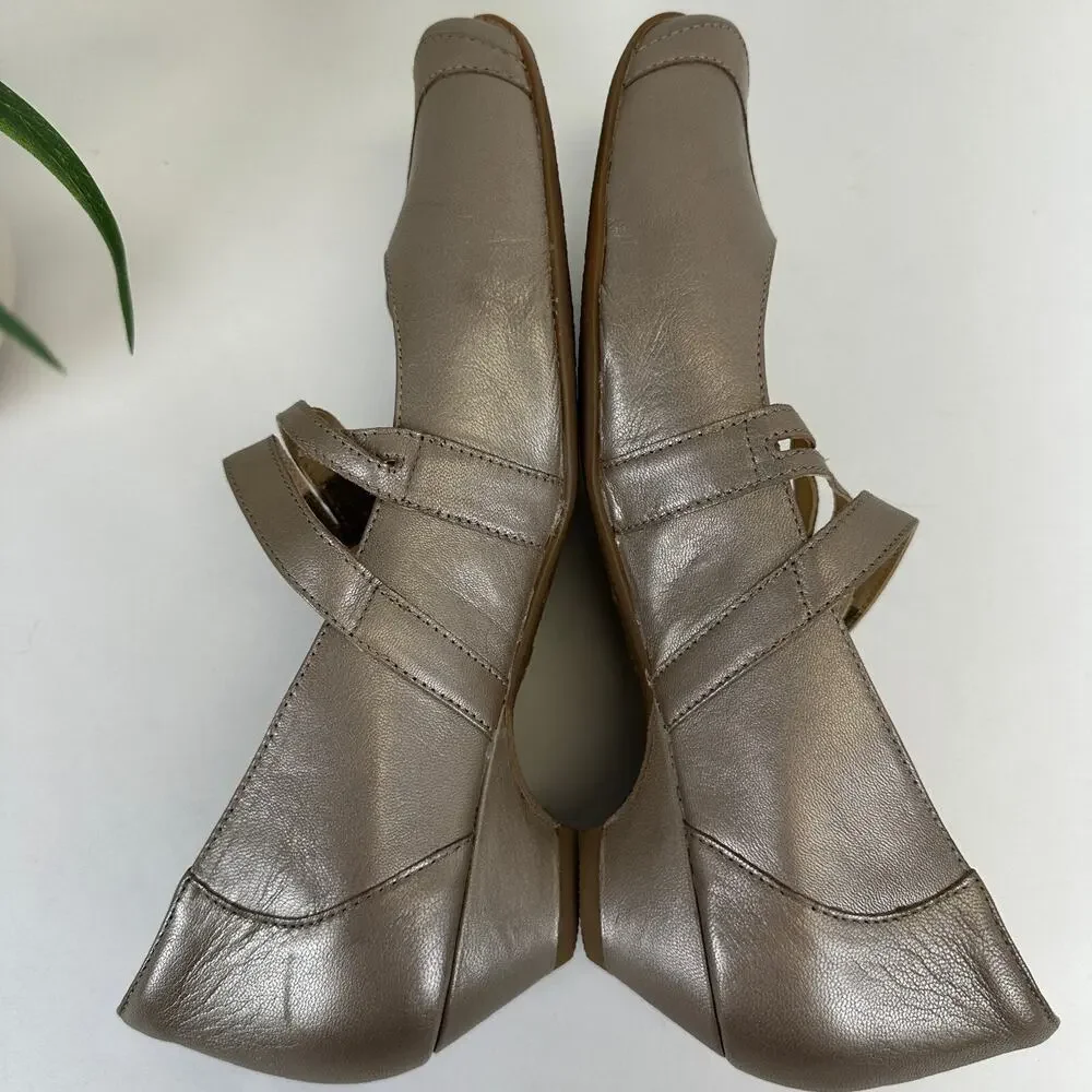 Ziera Super Support Casey Mary Jane Heel Gold Leather Comfort Shoe EU 43 US 12.5